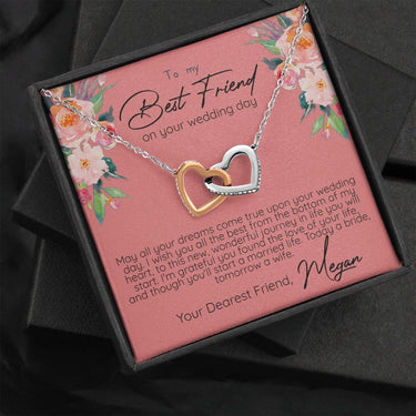 Personalized Best Friend Wedding Interlocking Hearts Necklace - Love You This Much
